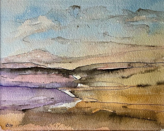 Neujahr 2024 | Neujahr 2024, Aquarell über Sepia auf 600g/qcm Hahnemühle-Bütten, 34x27 cm - Realisiert mit Pictrs.com