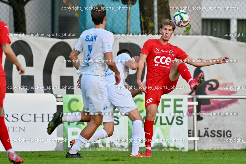 SAK vs. SC St. Veit | #7 Hrvoje Jakovljevic SAK, #8 Fabian Johann Stornig SC St. Veit, #11 Luka Jerin SAK, SAK vs. SC St. Veit, SAK vs. SC St. Veit am 19.09.2025 in Klagenfurt (Sportpark Welzenegg), Austria, (Photo by Bernd Stefan)