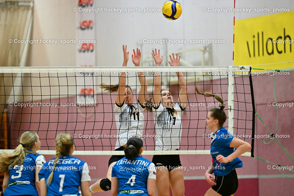 ASKÖ Volley Eagles Villach vs. TI- Schu Staudinger Volley 22.3.2024 | #11 Samira MAUCH Villach ASKÖ Volley, #7 Nada FANIC Villach ASKÖ Volley, #3 Emma GASSER TI Volley, #1 Laura Maria RIEGER TI Volley, #4 Giulia TARANTINI TI Volley, ASKÖ Volley Eagles Villach vs. TI- Schu Staudinger Volley 22.3.2024, ASKÖ Volley Eagles Villach vs. TI- Schu Staudinger Volley am 22.03.2024 in Villach (Ballspielhalle Lind), Austria, (Photo by Bernd Stefan)