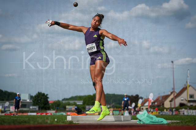 61. Internationales Pfingstsportfest; Rehlingen-Siersburg, 24.05.2026 | REHLINGEN , GERMANY - MAY 24:  Yemisi Mabry (GER/MTG Mannheim) during the 61. Internationales Pfingstsportfest on 24.05.2026 at the  Bungertstadion in Rehlingen-Siersburg (Saarland / Deutschland).