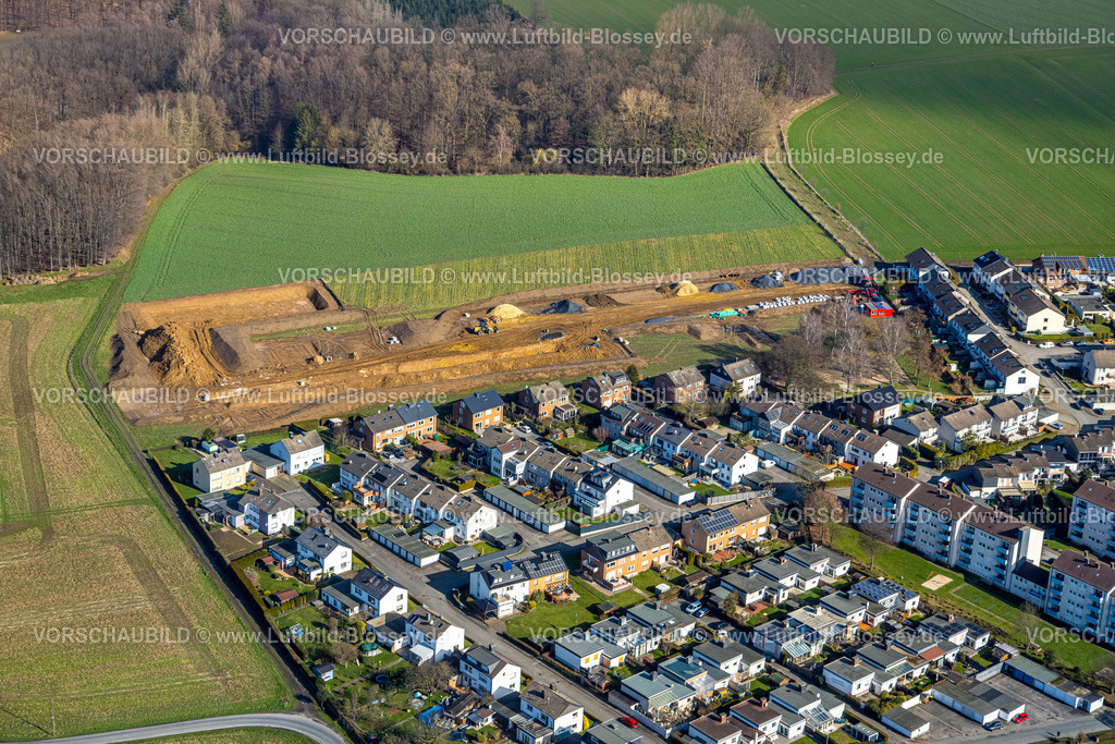 Froendenberg230213921 | Luftbild, Baugebiet und Neubau Auf dem Buhrlande, zwischen Heideweg und Bredde, neue Siedlung am Wald, Ardey, Fröndenberg, Ruhrgebiet, Nordrhein-Westfalen, Deutschland