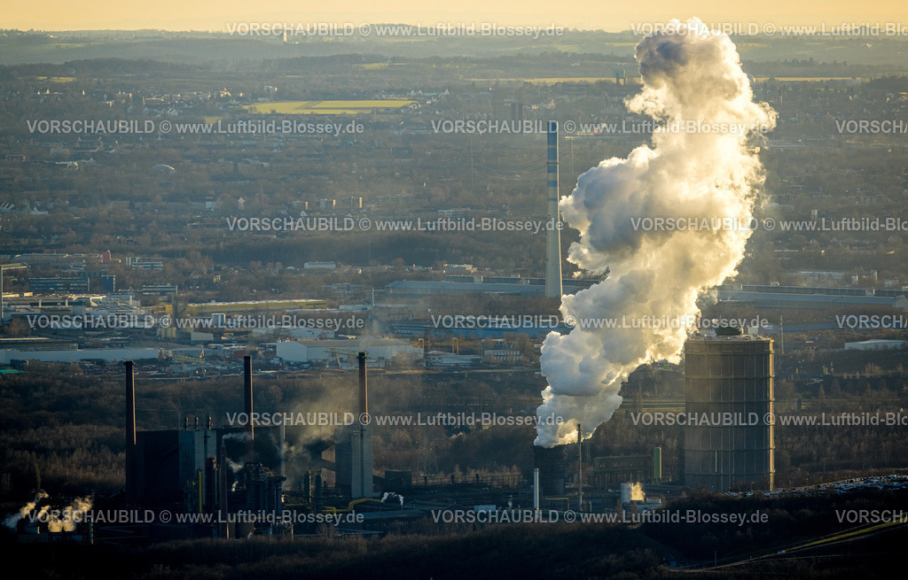 Bottrop240108103 | Luftbild, Kokerei Prosper Rauchwolke im Gegenlicht, Welheim, Bottrop, Ruhrgebiet, Nordrhein-Westfalen, Deutschland