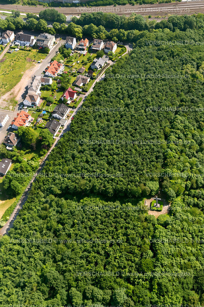 Menden13060482_topaz | Wald Galbusch mit Galbuschkreuz,  Luftbild von Menden (Sauerland)