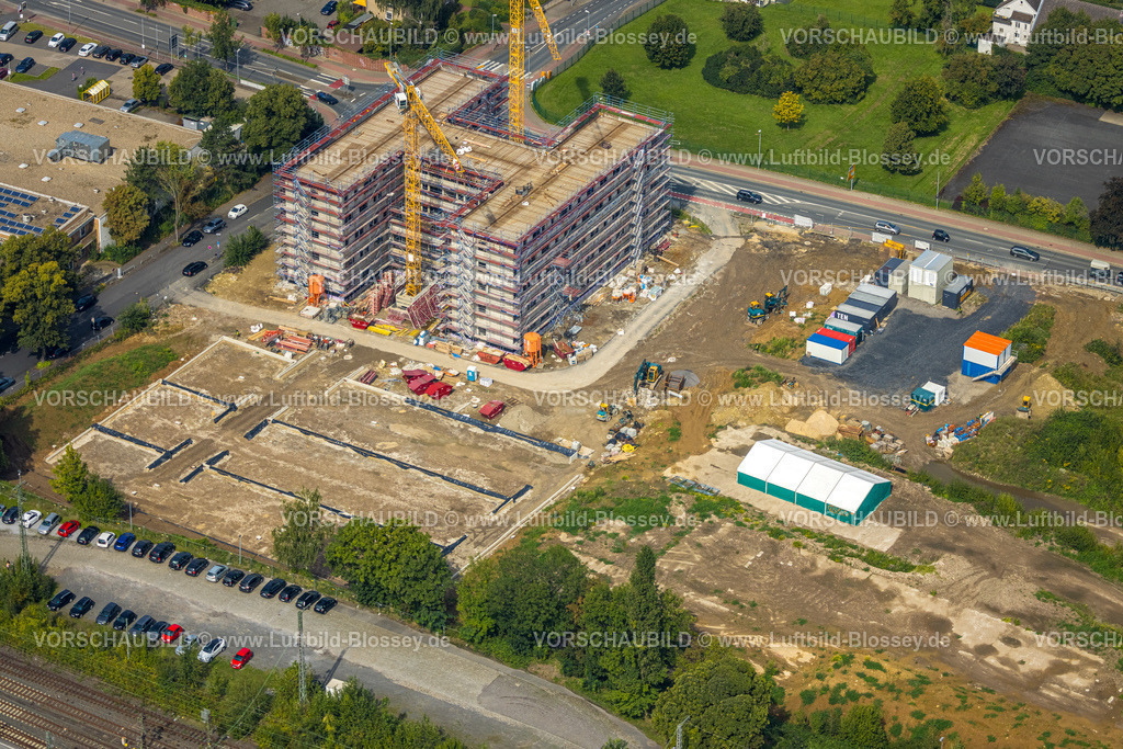 Unna230901062 | Luftbild, Baustelle und Neubau für das Jobcenter Kreis Unna am neuen Stadtquartier Viktoriastraße, Unna, Ruhrgebiet, Nordrhein-Westfalen, Deutschland