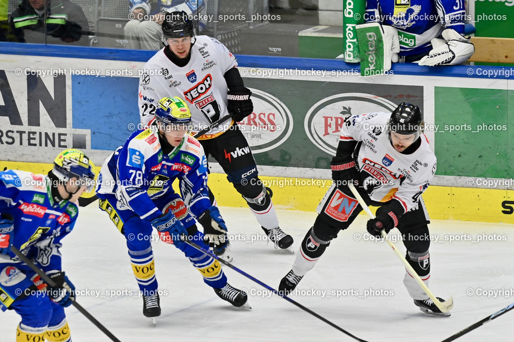 EC IDM Wärmepumpen VSV vs. Pioneers Vorarlberg | #22 Luca Erne Pioneers Vorarlberg, #78 Felix Maxa EC VSV, #46 Oskar Maier Pioneers Vorarlberg, EC IDM Wärmepumpen VSV vs. Pioneers Vorarlberg, EC IDM Wärmepumpen VSV vs. Pioneers Vorarlberg am 22.02.2026 in Villach (Stadthalle Villach), Austria, (Photo by Bernd Stefan)