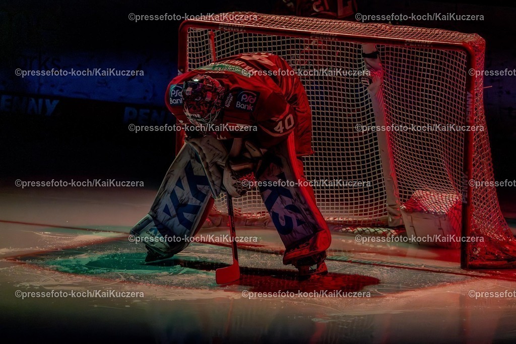 KKU10012501001 | 10.01.2025, xkkux, Eishockey, Penny DEL, Düsseldorfer EG - Straubing Tigers, PSD-BANK Dome: Goalie Henrik Haukeland (DEG #40)