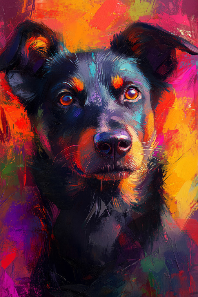 2408024 - Hundeporträt | Digitales Hundegemälde als hochwertiger Kunstdruck auf Leinwand, Acrylglas oder als Poster.