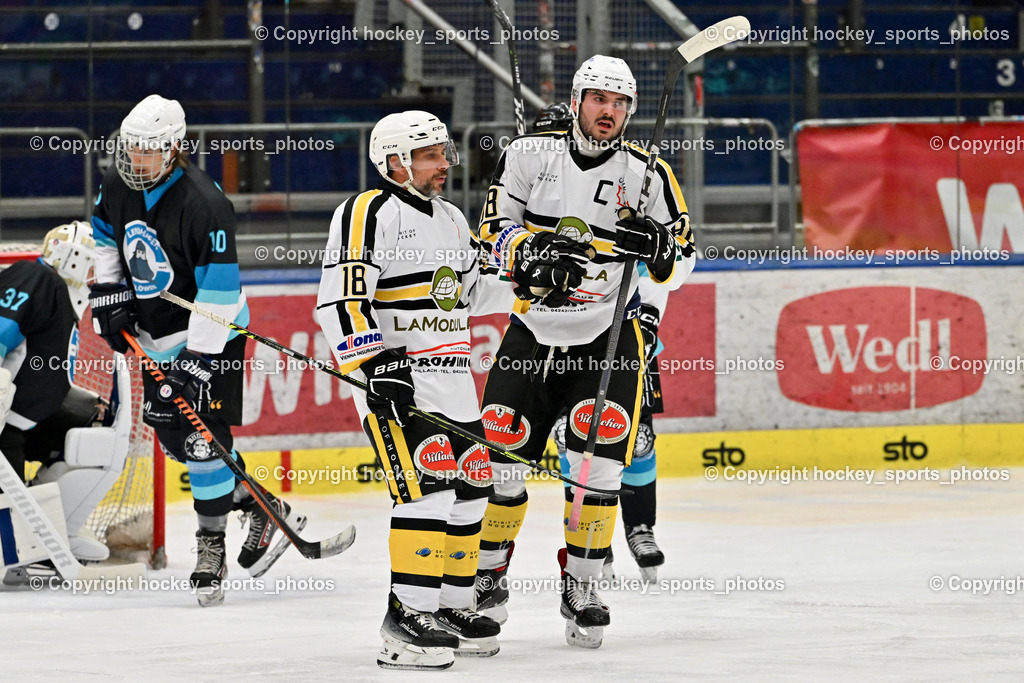 Carinthian Team vs. Lendhafen Seelöwen | #18 Maurer Peter Carinthian Team, #88 Heu Marco Carinthian Team, #10 Mörtl Nikola LENDHAFEN SEELÖWEN, Carinthian Team vs. Lendhafen Seelöwen, Carinthian Team vs. Lendhafen Seelöwen am 11.12.2025 in Villach (Stadthalle Villach), Austria, (Photo by Bernd Stefan)