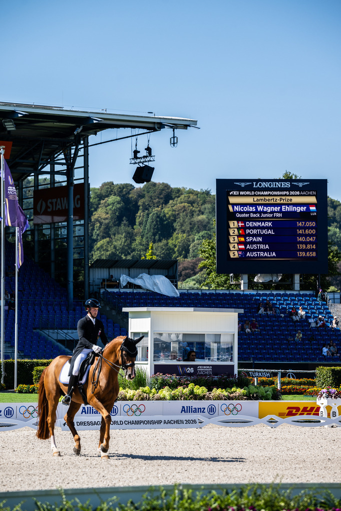 FEI World Championships | Nicolas Wagner Ehlinger (LUX) and Quater Back Junior during the Grand Prix de Dressage at Aachen 2026 - FEI World Championships - Realisiert mit Pictrs.com