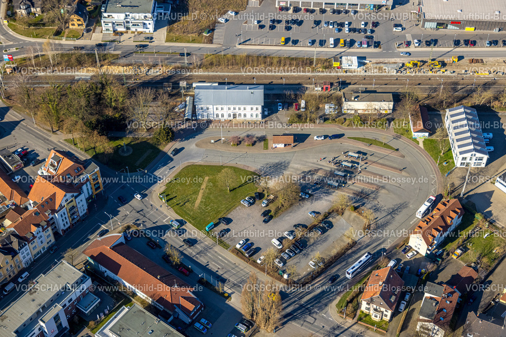 Werl250306147 | Luftbild, Baustelle Bauarbeiten am Bahnhof Werl, Bahnhofsvorplatz, Werl, Soester Börde, Nordrhein-Westfalen, Deutschland