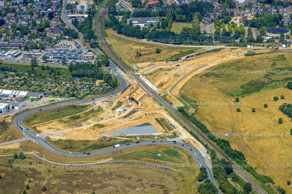 Wesel220703106 | Luftbild, Baustelle und Neubau Erweiterung Bundesstraße B8, Fusternberg, Wesel, Niederrhein, Nordrhein-Westfalen, Deutschland