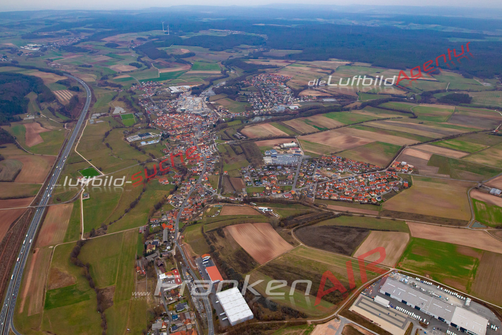 aktuelles Luftbild von Thuengfeld Schluesselfeld - Luftaufnahme wurde 2018 von https://frankenair.de mittels Flugzeug (keine Drohne) erstellt.