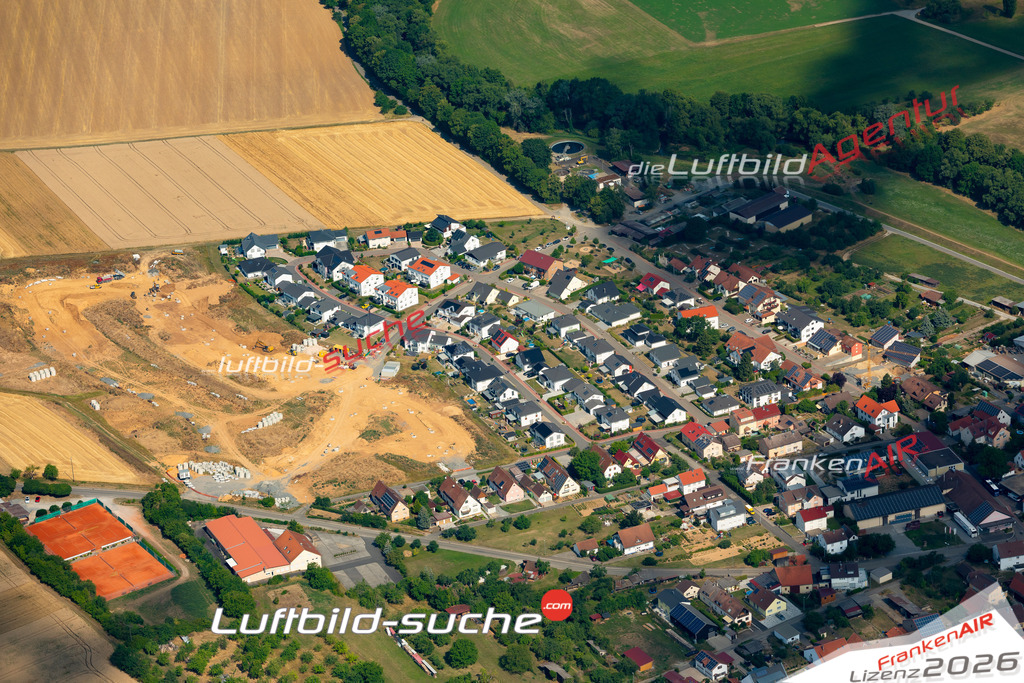 Das Luftbild zeigt : Markelsheim Bauplatz Bad Mergentheim - Die Luftaufnahme wurde 2023 vom UL-Flugzeug aus erstellt ( keine Drohne ) - Hochauflösende Luftaufnahme - Für grossformatige Ausdrucke geeignet. Die Geschenkidee !Mit Lizenz und Bildrechte bestellbar