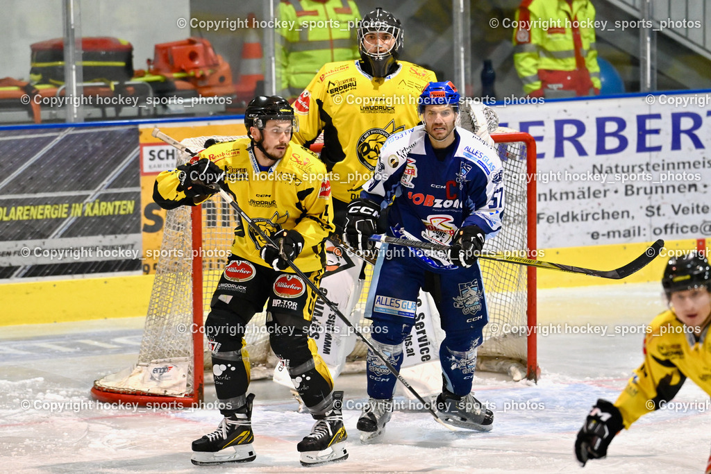 ESC Steindorf vs. EC Hornets Spittal 20.2.2024 | #15 Rossbacher Daniel EC Hornets Spittal, #1 Zauchner Rene EC Hornets Spittal, #57 Wilfan Franz ESC Steindorf, ESC Steindorf vs. EC Hornets Spittal 20.2.2024, ESC Steindorf vs. EC Hornets Spittal 20.2.2024 am 20.02.2024 in Steindorf (Ossiachersee Halle), Austria, (Photo by Bernd Stefan)