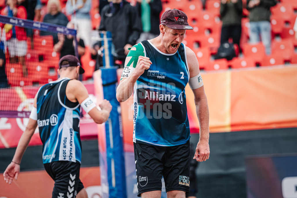 Beachvolleyball | Männer | Allianz German Beach Tour 2024 | Tourstop Kühlungsborn 2 | 16.08.2024 | Yannick Harms jubelt