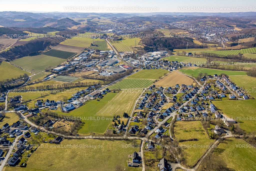 Sundern250304610 | Luftbild, Wohngebiet und Gewerbegebiet Ortsansicht Westenfeld, Sundern, Sauerland, Nordrhein-Westfalen, Deutschland