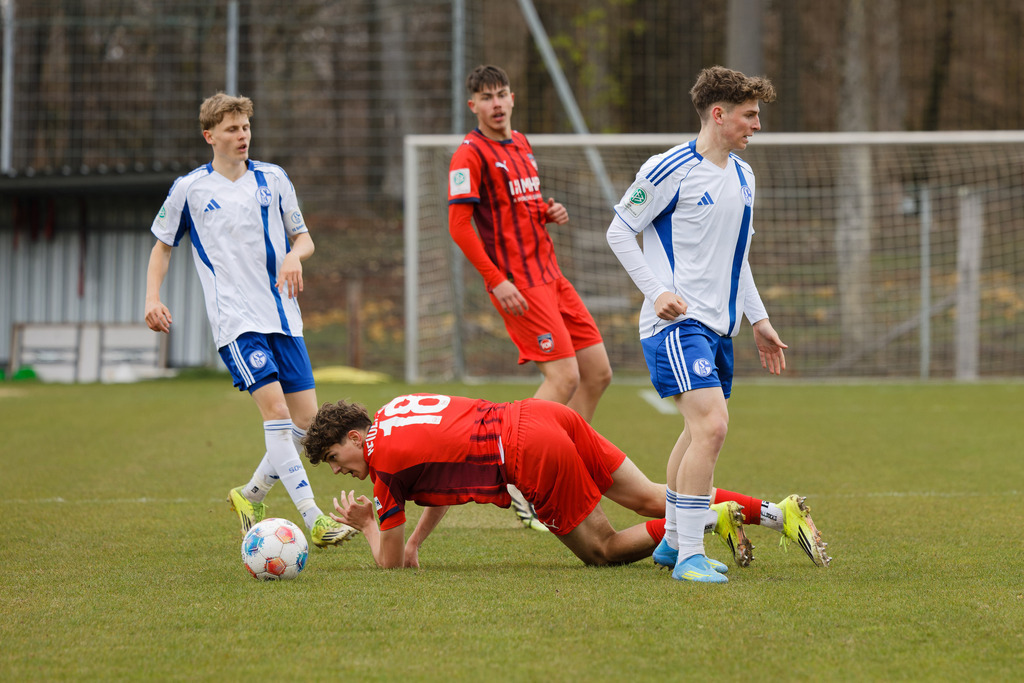 20260412-FCHS04_019 | 1.FC Heidenheim 1846 vs. FC Schalke 04, Fußball, U19, A-Junioren, NWL, U19-DFB-Nachwusliga, 2025/2026, 8. Spieltag, 12.04.2026 in Heidenheim, Walter-Birkhold-Jugendstadion (Foto: Michael Bulling) - Realisiert mit Pictrs.com