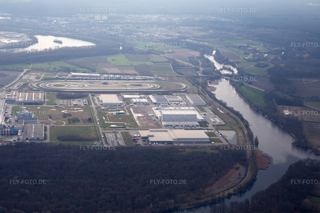 Luftbild: Industriegebiet Oberwald von Nordosten in Wörth am Rhein im Bundesland Rheinland-Pfalz in Deutschland. Foto: IMG_086397.jpg vom 26.02.2016 durch Werner Riehm/FLY-FOTO.de