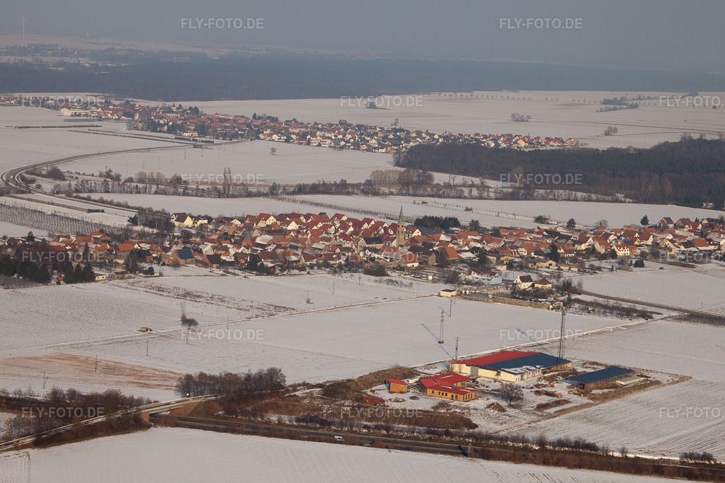 Luftbild: Ortsansicht von Nordwesten in Erlenbach bei Kandel im Bundesland Rheinland-Pfalz in Deutschland. Foto: IMG_24405.jpg vom 16.02.2010 durch Werner Riehm/FLY-FOTO.de