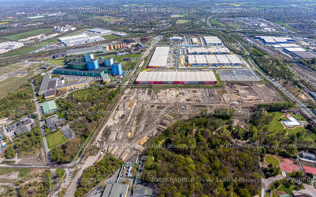 Dortmund230401430 | Luftbild, Westfalenhütte, thyssenkrupp Steel Europe AG - FBA 10, Logistikzentrum mit Amazon, Schenker, Post DHL und Decathlon, Borsigplatz, Dortmund, Ruhrgebiet, Nordrhein-Westfalen, Deutschland