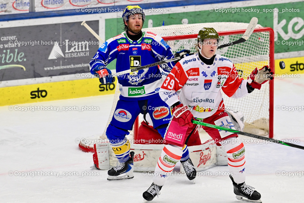 EC IDM Wärmepumpen VSV vs. HCB Südtirol Alperia | #39 Brett Pollock HCB Südtirol Alperia, #16 Kevin Hancock EC VSV, EC IDM Wärmepumpen VSV vs. HCB Südtirol Alperia, EC IDM Wärmepumpen VSV vs. HCB Südtirol Alperia am 28.12.2025 in Villach (Stadthalle Villach), Austria, (Photo by Bernd Stefan)