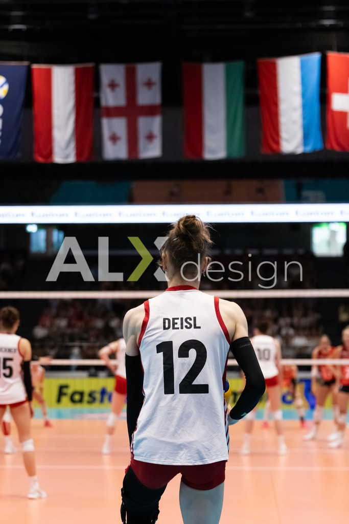 Austria v Switzerland - CEV European League Women | KRIENS, SWITZERLAND - JUNE 14: VICTORIA DEISL of Austria during the CEV European League match between Austria and Switzerland at Pilatus Arena on June 14, 2026 in Kriens, Switzerland. - Realisiert mit Pictrs.com