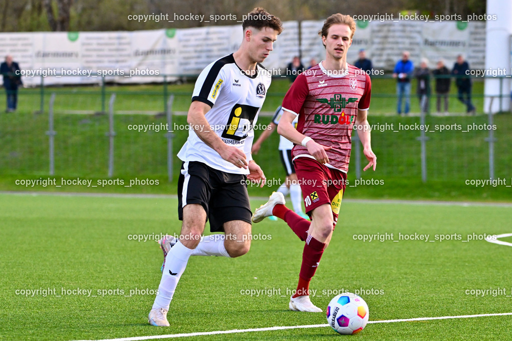 SV Spittal vs. VST Völkermarkt 5.4.2024 | #22 Max Steinthaler SV Spittal, #10 Mario Michael Kuester VST Völkermarkt, SV Spittal vs. VST Völkermarkt 5.4.2024, SV Spittal vs. VST Völkermarkt am 05.04.2024 in Spittal an der Drau (Goldeck Stadion), Austria, (Photo by Bernd Stefan)