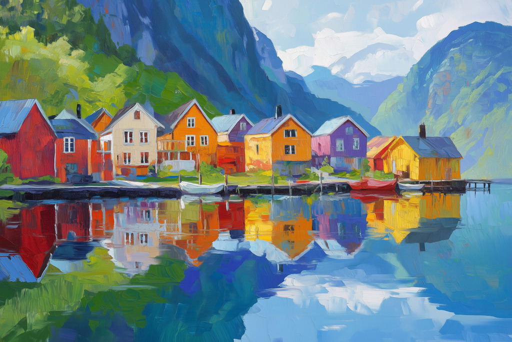 10250187 - Häuser am Fjord | Kaufen Sie Hamburg Bilder und Hamburg Fotos auf Leinwand, Acrylglas, Alu-Dibond, oder als Poster in Hamburgs großer Onlinegalerie. Elbphilharmonie Bilder, Hamburger Hafen, Speicherstadt, Alster und viel mehr.
