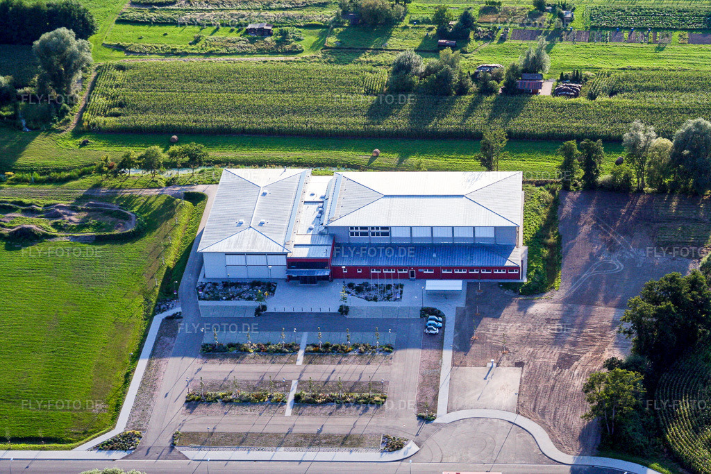 Luftbild: Mehrzweckhalle Bienwaldhalle in Kandel im Bundesland Rheinland-Pfalz in Deutschland. Foto: IMG_7428.jpg vom 25.08.2007 durch Werner Riehm/FLY-FOTO.de