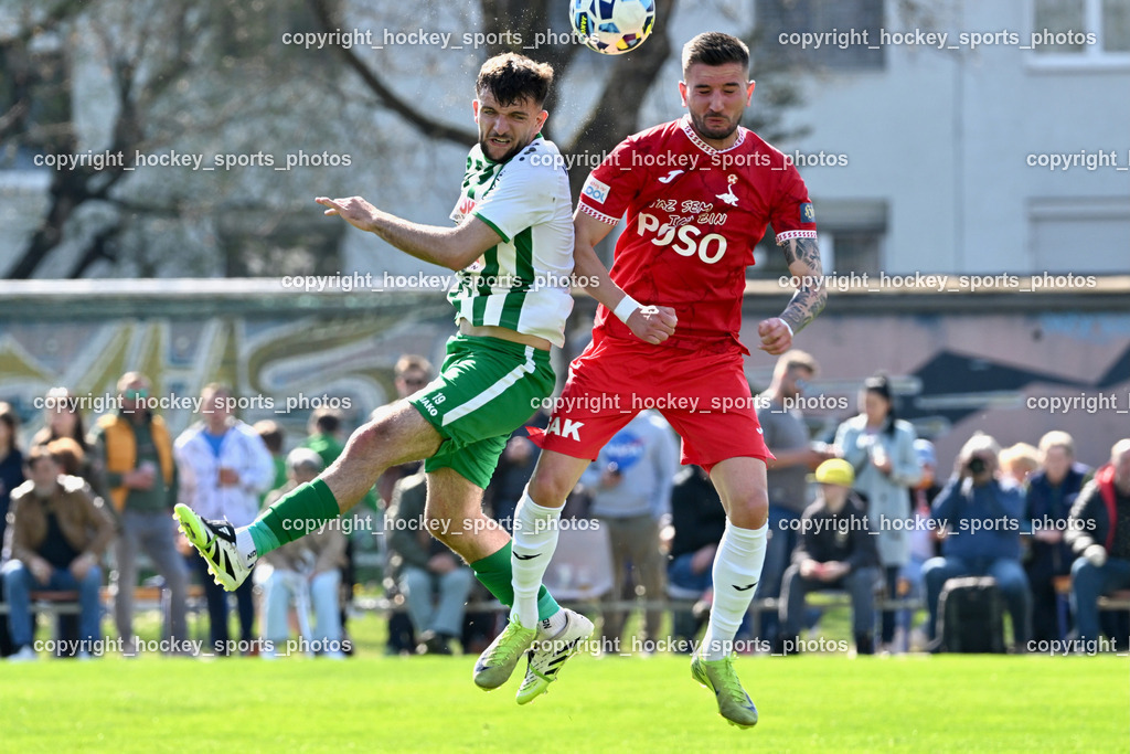 SV Donau Klagenfurt vs. SAK | #19 Sufjan Sulemani SV Donau,  #7 Hrvoje Jakovljevic SAK, SV Donau Klagenfurt vs. SAK, SV Donau Klagenfurt vs. SAK am 11.04.2026 in Klagenfurt (Sportplat Donau ), Austria, (Photo by Bernd Stefan)
