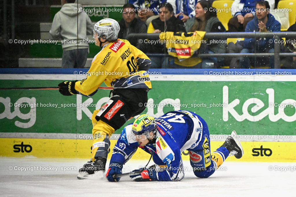 EC IDM WÄRMEPUMPEN VSV vs. Vienna Capitals | #40 Elias Wallenta EC VSV, #98 Cole Hults Vienna Capitals, EC IDM WÄRMEPUMPEN VSV vs. Vienna Capitals, EC IDM WÄRMEPUMPEN VSV vs. Vienna Capitals am 16.11.2025 in Villach (Stadthalle Villach), Austria, (Photo by Bernd Stefan)