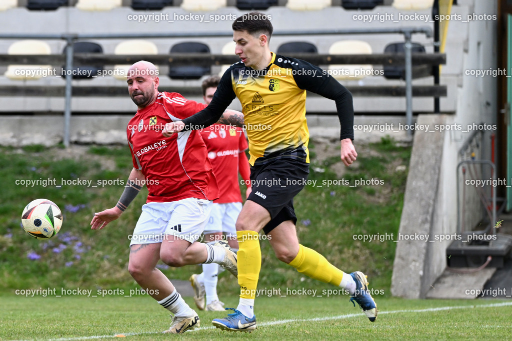 SV Arnoldstein vs. FC Union Sillian-Heinfels | #5 Dino Benic SV Arnoldstein, #9 Denis Kerrniqi FC Sillian, SV Arnoldstein vs. FC Union Sillian-Heinfels, SV Arnoldstein vs. FC Union Sillian-Heinfels am 29.03.2026 in Arnoldstein (Waldparkstadion Arnoldstein), Austria, (Photo by Bernd Stefan)