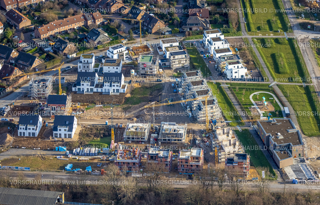 Duisburg230100149Angerbogen | Luftbild, Baugebiet Am Angerbogen, Neubaugebiet, Einfamilienhaus, Reihenhäuser, Neubauten,  Huckingen, Duisburg, Ruhrgebiet, Nordrhein-Westfalen, Deutschland