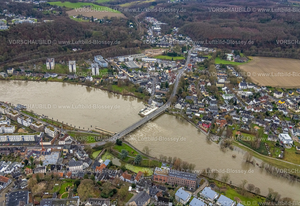 Essen231202851Kettwig | Luftbild, Ruhrhochwasser, Weihnachtshochwasser 2023, starke Regenfälle,  Kettwig, Essen, Ruhrgebiet, Nordrhein-Westfalen, Deutschland