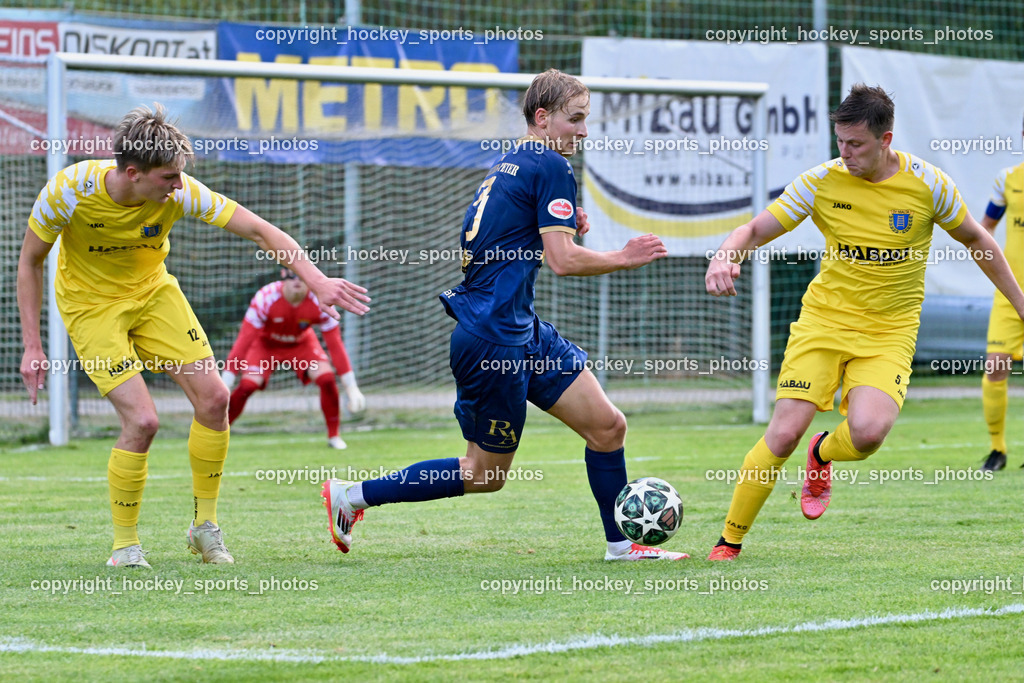 SV Malta vs. ATUS Velden | #12 Samuel Zettauer SV Malta, #3 Marlon Louis Winter ATUS Velden, #5 Maximilian Leitner SV Malta, SV Malta vs. ATUS Velden, SV Malta vs. ATUS Velden am 19.08.2025 in Malta (Sportplatz Malta), Austria, (Photo by Bernd Stefan)