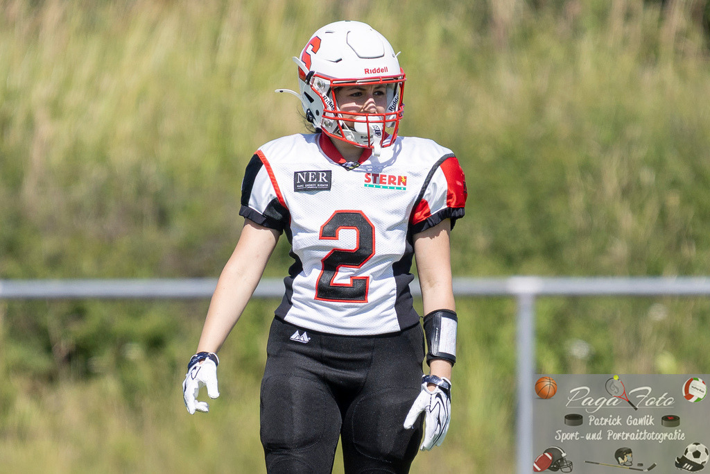 GFLW 1: German Football League Women 1: Rodgau Pioneers Ladies - Stuttgart Scorpions Sisters, 07.06.2026 | Lamis Nada Guerrouchi (Stuttgart Scorpions Sisters #2), Freisteller, Portrait / Porträt, Rodgau Pioneers Ladies - Stuttgart Scorpions Sisters, Rodgau, Maingau-Energie-Stadion "Am Weichsee", 7.6.2026 - Realisiert mit Pictrs.com