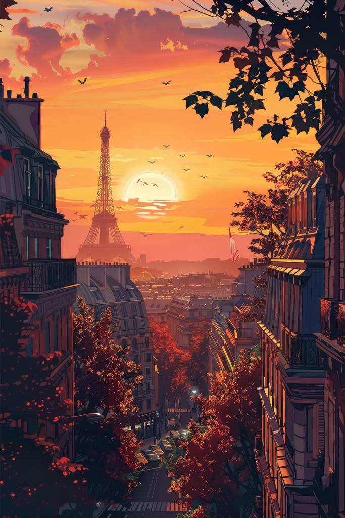 2412030 - Traum von Paris | Fantasievolles Paris Motiv im Stil einer Illustration.