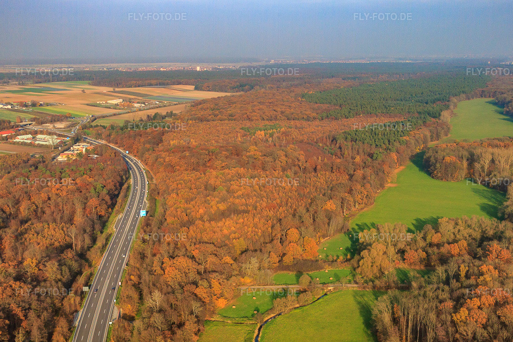 Luftbild: Otterbachniederung an der A65 in Kandel im Bundesland Rheinland-Pfalz in Deutschland. Foto: IMG_46335.jpg vom 12.11.2011 durch Werner Riehm/FLY-FOTO.de