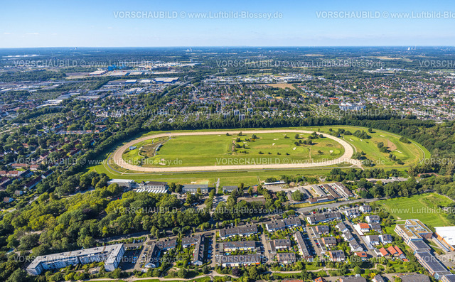 Dortmund240804428 | Luftbild, Galopprennbahn, Wohngebiet Auf dem Hohwart, Wambel-Dorf mit Fernsicht, Wambel, Dortmund, Ruhrgebiet, Nordrhein-Westfalen, Deutschland