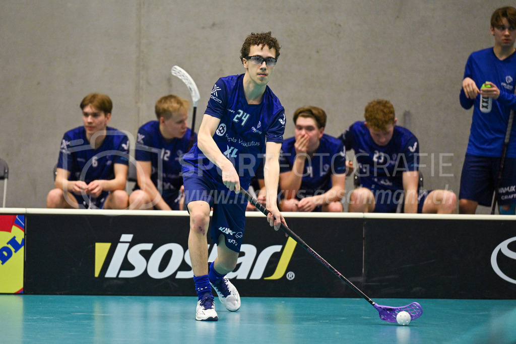 Switzerland U19 vs Finland U19 - 3. February 2024 | Switzerland U19 vs Finland U19
U19 Men International Matches in Switzerland
GoEasy Arena, Siggenthal Station
Finland defender #24 Heikki Kallio.
Credit: Markus Aeschimann | <a href="https://www.markus-aeschimann.ch">Sportfotografie Markus Aeschimann</a> | <a href="https://www.instagram.com/sportfotografie.aeschimann">@sportfotografie.aeschimann</a> - Realisiert mit Pictrs.com