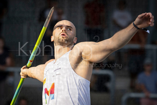 Deutsche Leichtathletik-Meisterschaften; Bochum-Wattenscheid, 25.07.2026 | Julian Weber (USC Mainz) beim Speerwurf; Deutsche Leichtathletik-Meisterschaften am 25.07.2026 im Lorheide-Stadion, Bochum-Wattenscheid (Nordrhein-Westfalen).