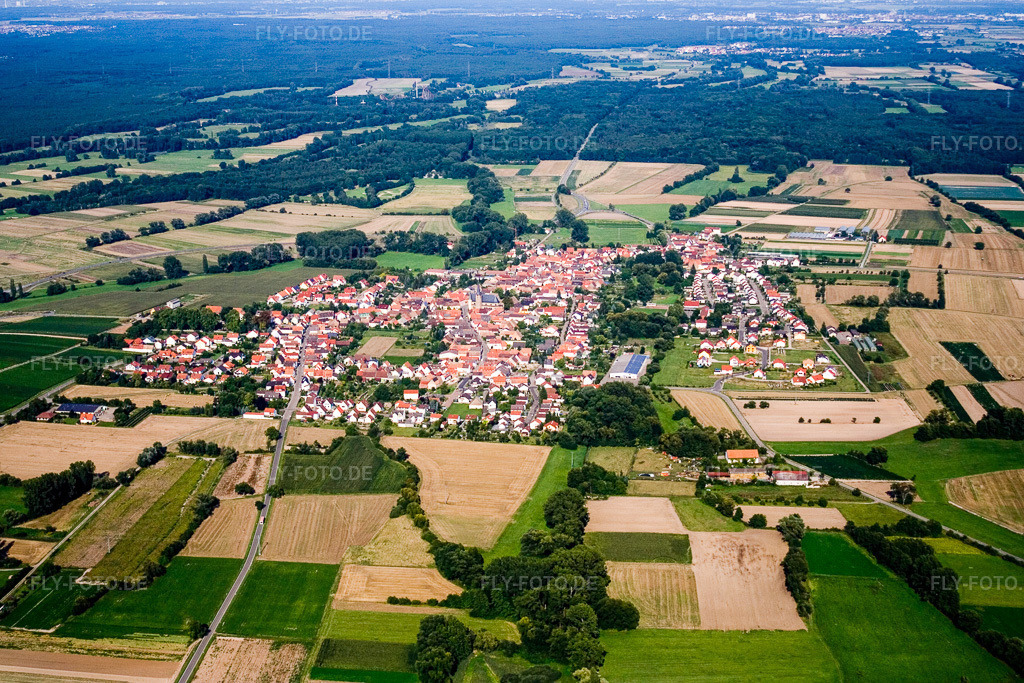 Luftbild: Geinsheim von Westen im Ortsteil Geinsheim in Neustadt im Bundesland Rheinland-Pfalz in Deutschland. Foto: IMG_12623.jpg vom 17.08.2008 durch Werner Riehm/FLY-FOTO.de