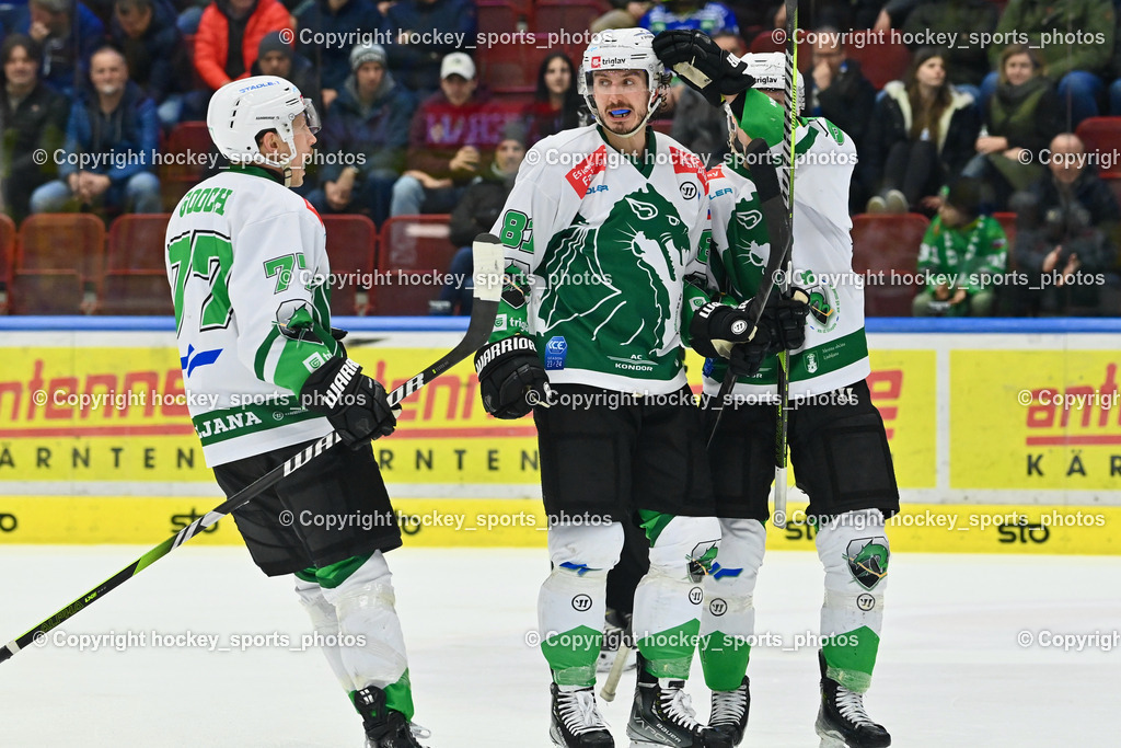 EC IDM Wärmepumpen VSV vs. HKSZ Olimpija 2.2.2024 | Jubel HKSZ Olimpija Mannschaft, #77 Gooch Trevor, #81 Dodero Charlie
