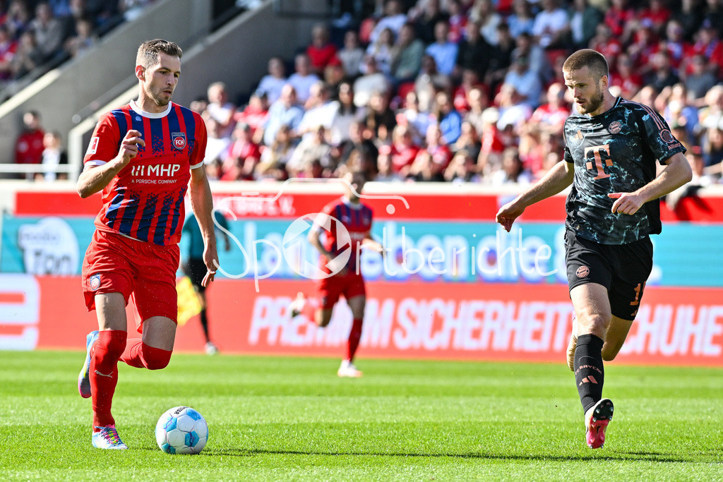 1. FC Heidenheim - FC Bayern München | im Duell Marvin PIERINGER (Heidenheim 18) und Eric DIER (FC Bayern Muenchen 15) / zweikampf / Bundesliga: 1. FC Heidenheim - FC Bayern Muenchen, Voith Arena am 19.04.2025