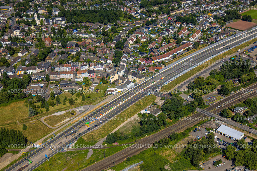 Herne230702359 | Luftbild, Baustelle der Autobahn A43 an der Brücke Hochlarmarkstraße, Baukau, Herne, Ruhrgebiet, Nordrhein-Westfalen, Deutschland