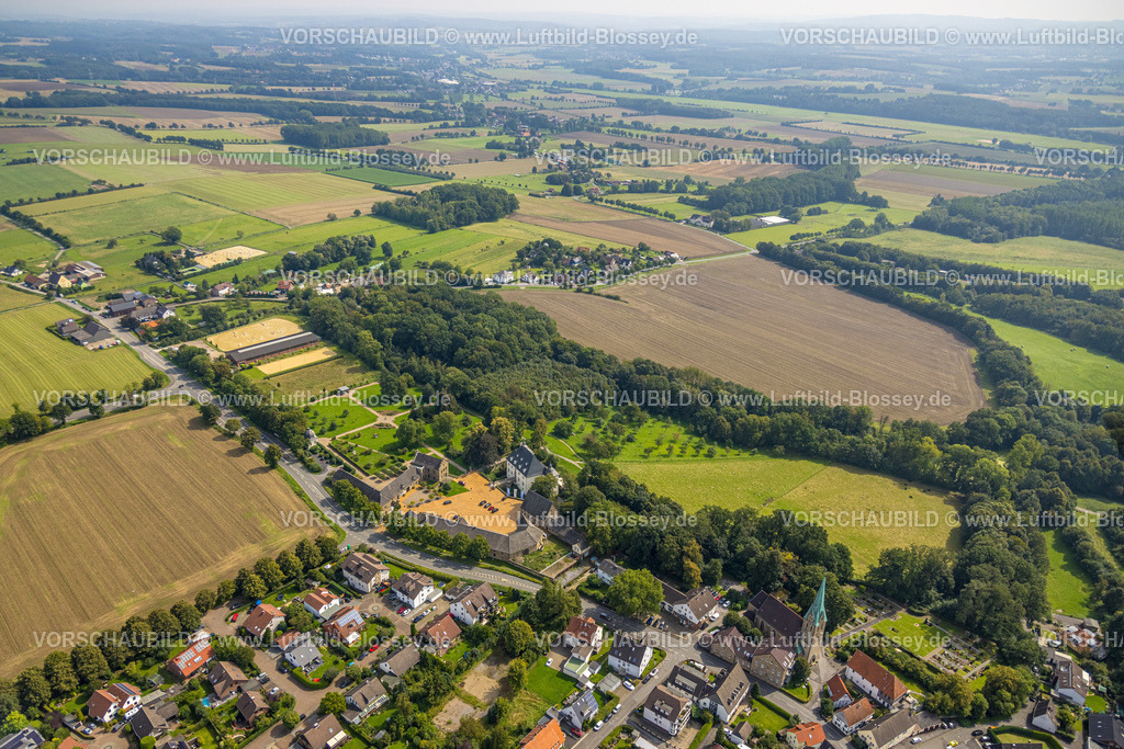 Holzwickede230901434 | Luftbild, Haus Opherdicke Wasserschloss, Reitverein Hengsen Opherdicke, Holzwickede, Ruhrgebiet, Nordrhein-Westfalen, Deutschland