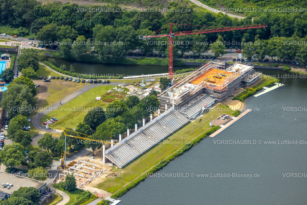 Duisburg240703828-Sued | Luftbild, Duisburg-Süd, Baustelle mit Neubau Tribüne an der Regattabahn, Neudorf, Duisburg, Ruhrgebiet, Nordrhein-Westfalen, Deutschland