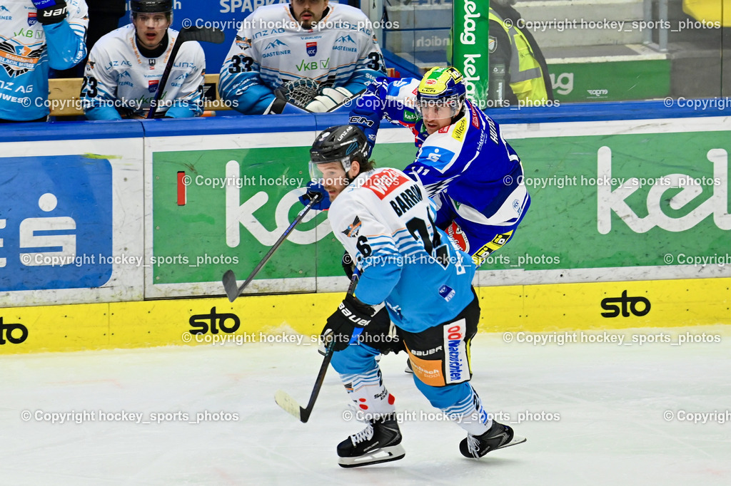 EC IDM WÄRMEPUMPEN VSV vs. Steinbach Black Wings Linz | #26 Travis Barron Black Wings Linz, #91 Nick Hutchison EC VSV, EC IDM WÄRMEPUMPEN VSV vs. Steinbach Black Wings Linz, EC IDM WÄRMEPUMPEN VSV vs. Steinbach Black Wings Linz am 04.03.2026 in Villach (Stadthalle Villach), Austria, (Photo by Bernd Stefan)
