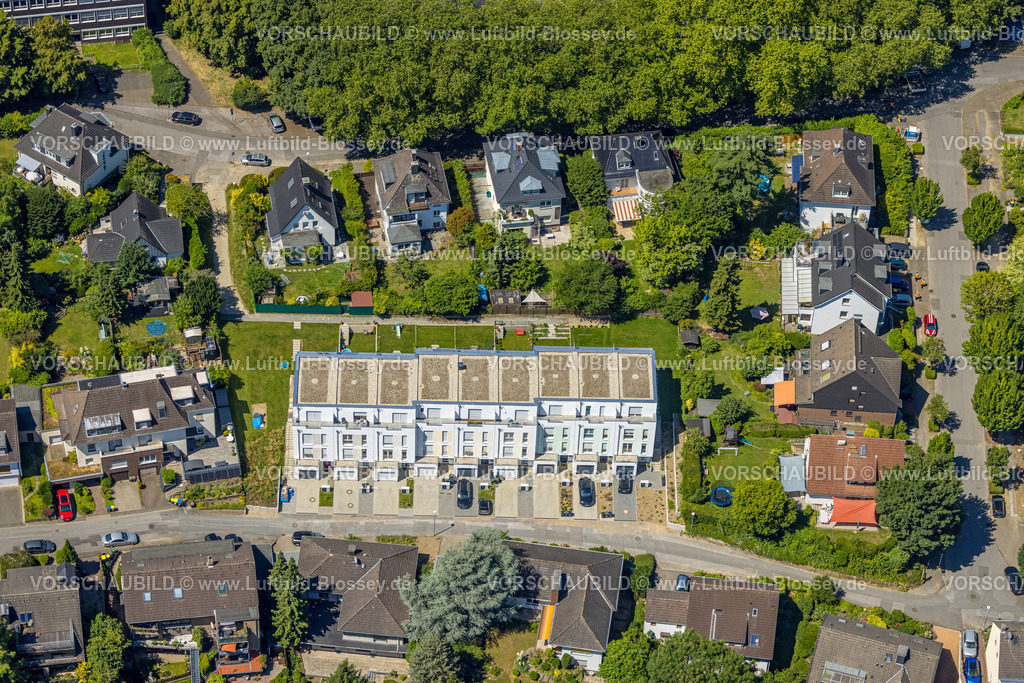 Muelheim230703801 | Luftbild, Reihenhaus Neubau-Wohnsiedlung Steiler Weg, Altstadt I - Südost, Mülheim an der Ruhr, Ruhrgebiet, Nordrhein-Westfalen, Deutschland