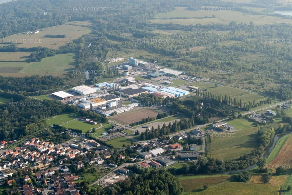 Luftbild: Ortsansicht in Drusenheim im Bundesland Bas-Rhin in Frankreich. Foto: P1000948.jpg vom 15.09.2014 durch Werner Riehm/FLY-FOTO.de